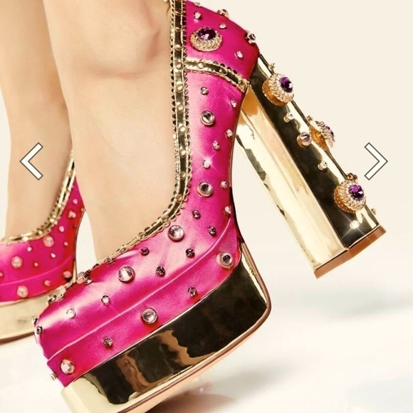 PINK ,jeweled platform heels junky rhinestone crystals. - Picture 1 of 5